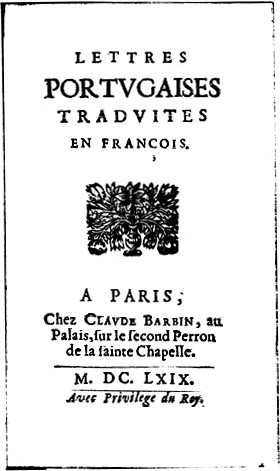 Lettres portugaises traduites en françois (French language, 1669, Claude Barbin)