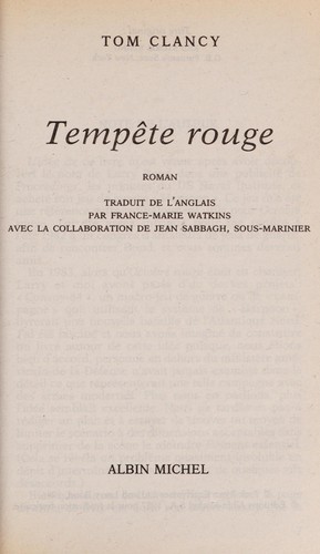 Tom Clancy: Tempête rouge (French language, 1987, Albin Michel)