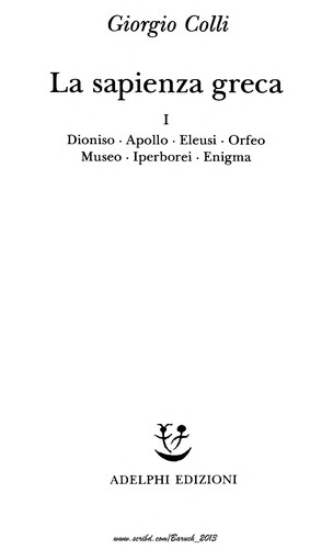 La Sapienza grega (Spanish language, 1992, Adelphi)