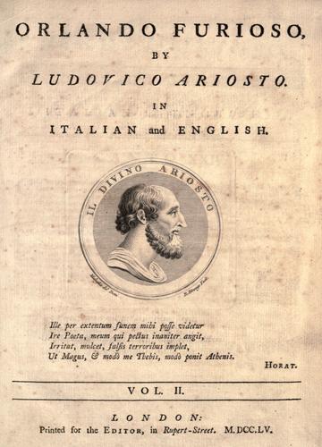 Ludovico Ariosto: Orlando furioso. (1755, Printed for the Editor)