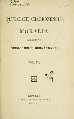 Plutarch: Moralia (Ancient Greek language, 1888, Teubner)