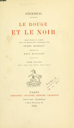 Le rouge et le noir [par] Stendhal. (French language, 1923, H. Champion)