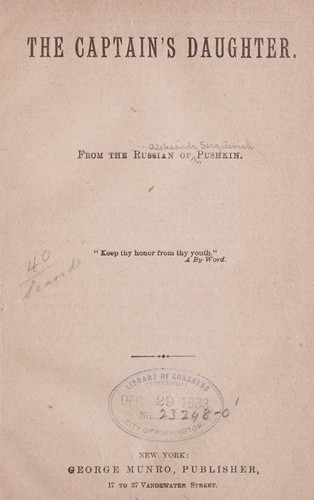 Alexandr Sergeevich Pushkin: The captain's daughter (1883, G. Munro)