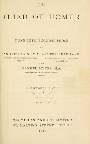 Homer: The Iliad of Homer (1911, Macmillan)