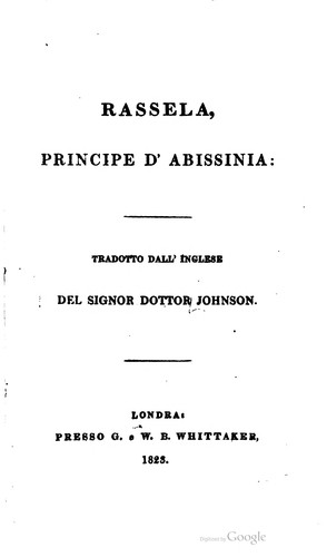 Samuel Johnson LL.D.: Rassela (Italian language, 1823, Whittaker)