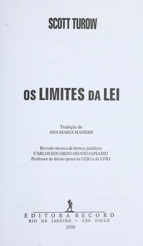 Os limites da lei (Portuguese language, 2008, Record)