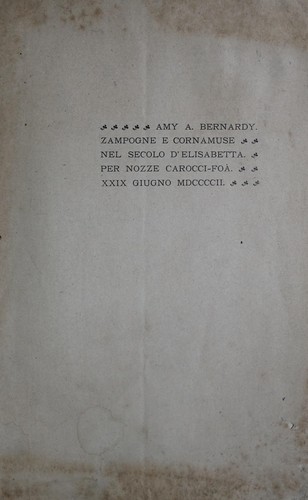 Amy A. Bernardy: Zampogne e cornamuse nel secolo d'Elisabetta (Italian language, 1902, Tip. Salani)