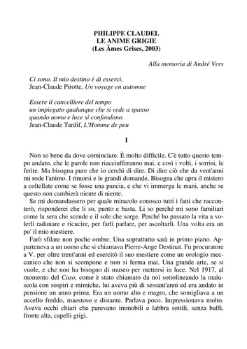Philippe Claudel: Le Anime grigie (Italian language, 2004, Ponte alle grazie)
