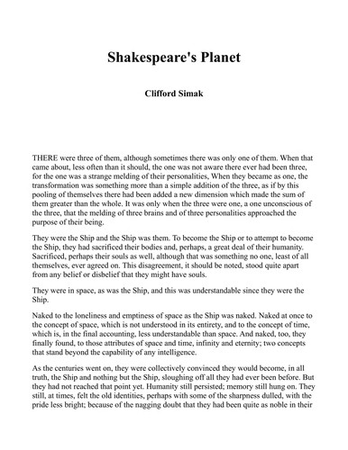 Shakespeare's Planet (Paperback, 1988, Ballantine Books (Mm))