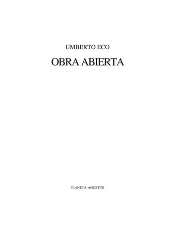 Obra abierta (Spanish language, 1992, Planeta-Agostini)