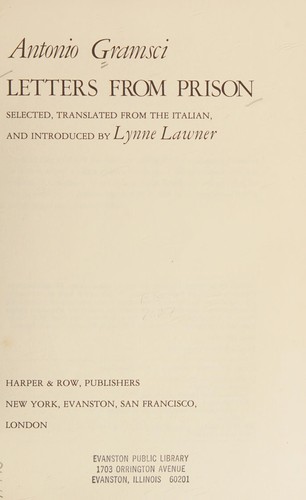 Antonio Gramsci: Letters from prison. (1973, Harper & Row)