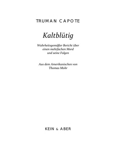 Kaltblütig (German language, 2007, Kein & Aber)