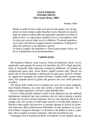 Amabili resti (Italian language, 2002, Edizioni e/o)