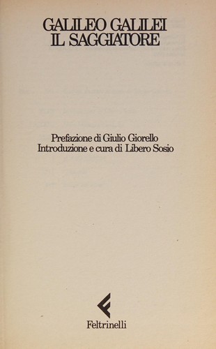 Galileo Galilei: Il Saggiatore (Italian language, 1992, Feltrinelli)