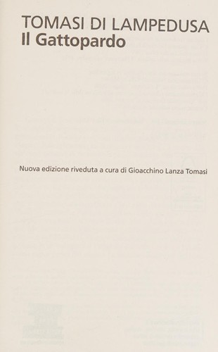 Il Gattopardo (Italian language, 2013, Feltrinelli)