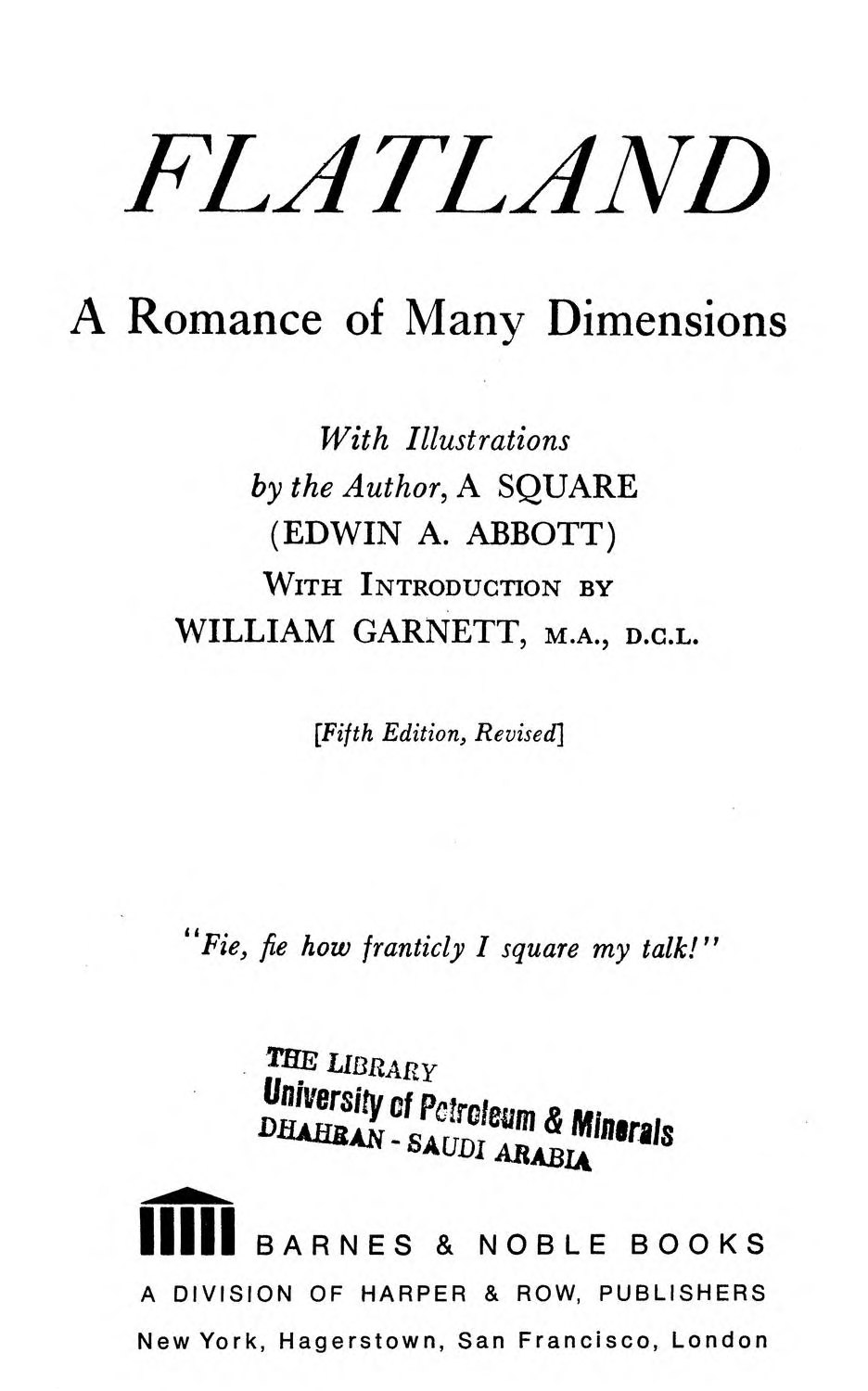 Edwin Abbott Abbott: Flatland (1963)