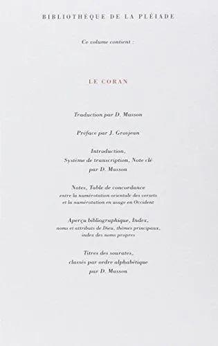 Le Coran (French language, 1991, Éditions Gallimard)