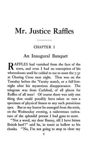 E. W. Hornung: Mr. Justice Raffles (1909, C. Scribner's Sons)