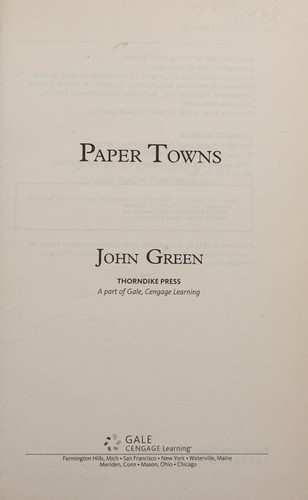 Paper Towns (2015, Thorndike Press)