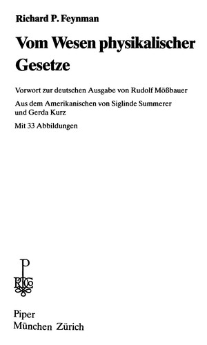 Richard P. Feynman: Vom Wesen physikalischer Gesetze (German language, 1990, Piper)