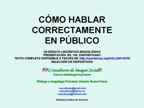 Cómo hablar correctamente en público (Ediciones ЯR)