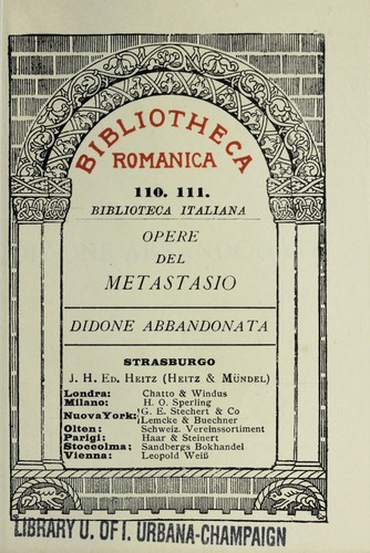 Pietro Metastasio: Didone abbandonata (Italian language, J. H. Ed. Heitz (Heitz & Muendel))