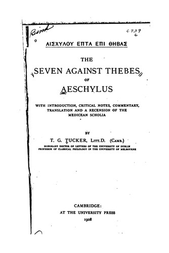 Seven against Thebes. (1973, Oxford University Press)