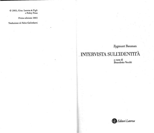Intervista sull'identita (Italian language, 2003, GLF editori Laterza)