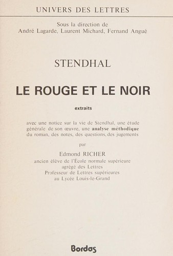 Le Rouge et le noir (French language, 1979, Bordas)