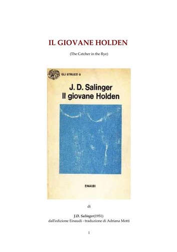 Jerome David Salinger: Il Giovane Holden (Italian language, 2003, Einaudi)