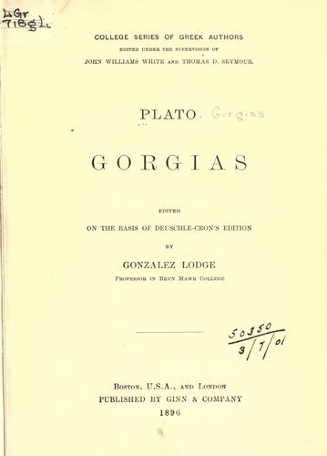 Plato: Gorgias (1896, Ginn)