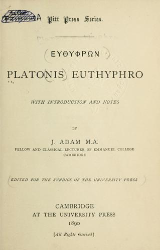 Euthyphron. (Greek language, 1890, University Press)