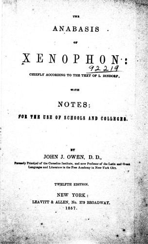 The Anabasis of Xenophon (1857, Leavitt & Allen)