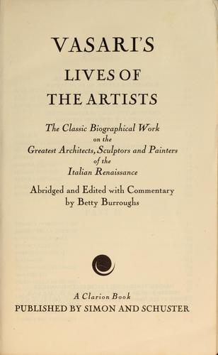 Vasari's Lives of the artists (1946, Simon and Schuster)
