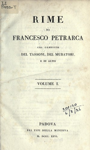 Francesco Petrarca: Rime (Italian language, 1826, Minerva)