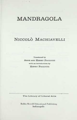 Mandragola (Paperback, 1957, MacMillan)