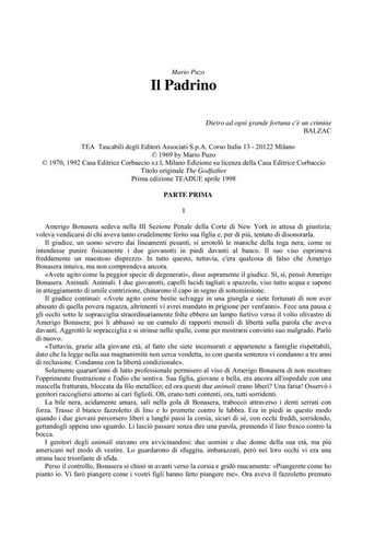 Il Padrino (Italian language, 2006, Corbaccio)