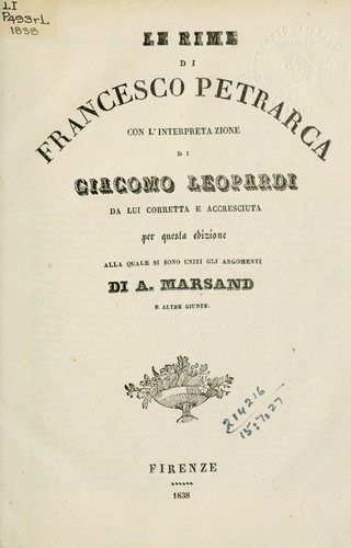 Francesco Petrarca: Rime (Italian language, 1838)