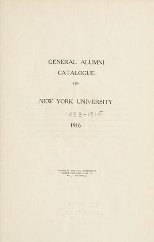 New York University.: General alumni catalogue, 1916. (1916)