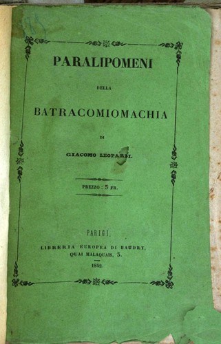 Paralipomeni della Batracomiomachia (Italian language, 1842, Baudry)