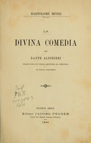 Dante Alighieri: La Divina Comedia (Hardcover, Spanish language, 1894, Jacobo Peuser)