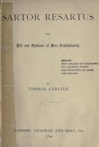 Thomas Carlyle: Sartor resartus (1871, Chapman and Hall)
