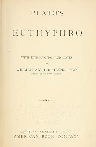 Plato's Euthyphro (1902, American book company)