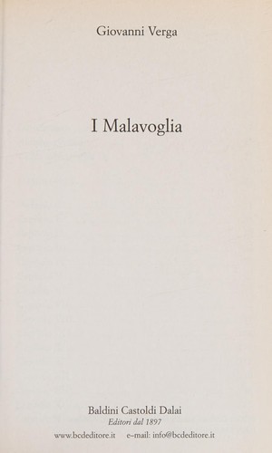 I Malavoglia (Italian language, 2009, Baldini Castoldi Dalai)
