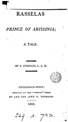 Samuel Johnson LL.D.: Rasselas, prince of Abissinia: a tale (1810)