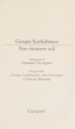 Non rimanere soli (Italian language, 2007, Garzanti)