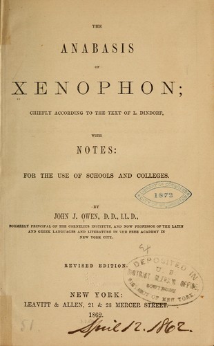 Xenophon: The Anabasis of Xenophon (1862, Leavitt & Allen)