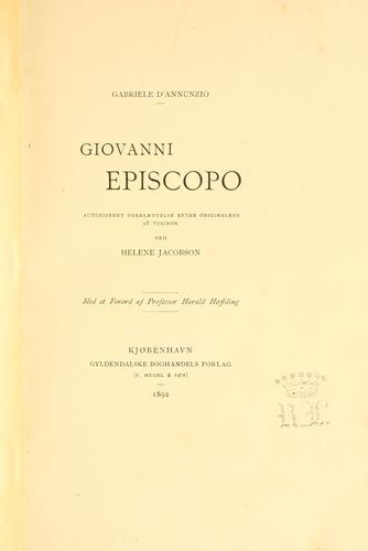 Giovanni Episcopo (Danish language, 1892, Gyldendal)