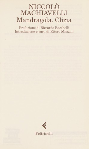 Mandragola, Clizia (Italian language, 1995, Feltrinello)