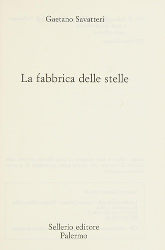 La fabbrica delle stelle (Italian language, 2016, Sellerio editore)